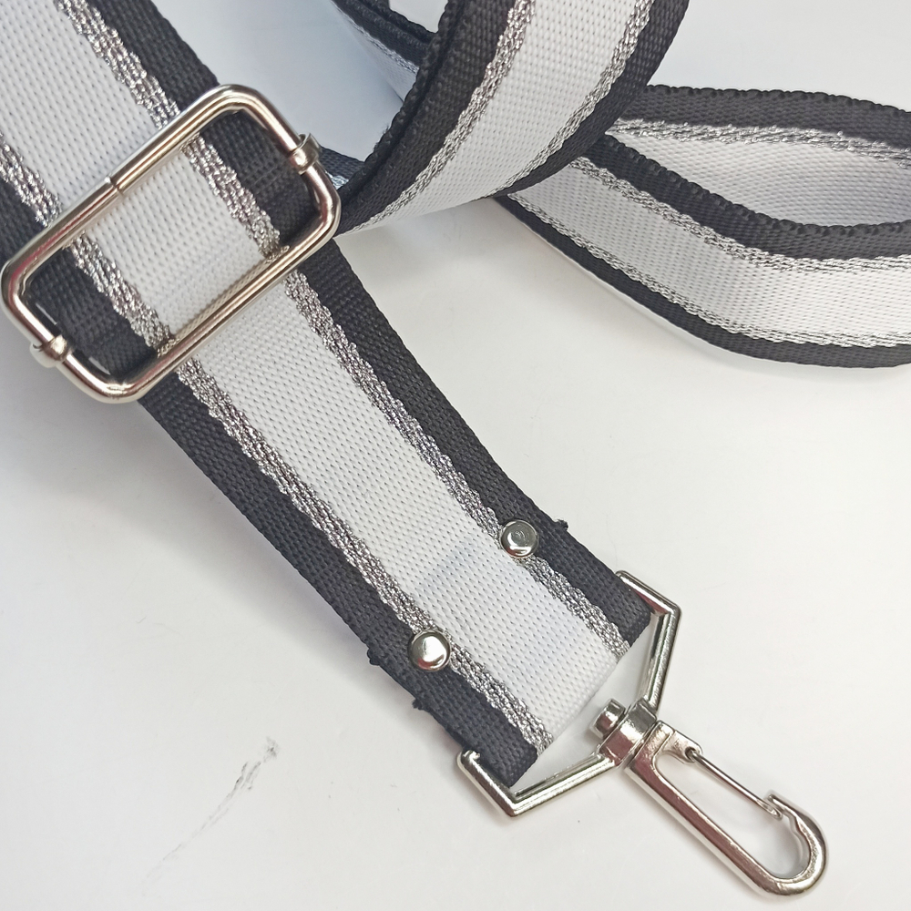 Гитарный ремень Черно-белый люрекс