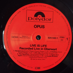 Винтажная виниловая пластинка LP Opus Live Is Life (Germany 1984)