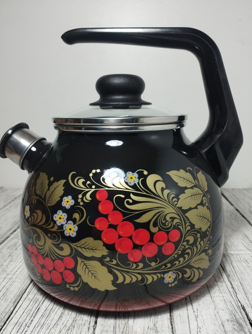 Чайник 3л сфер со свист Рябина черный с подпылом  4с209/я