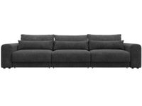 Диван прямой Лига-056 НПБ Лонг, BRUT 16 темно-серый, Велюр, 129145