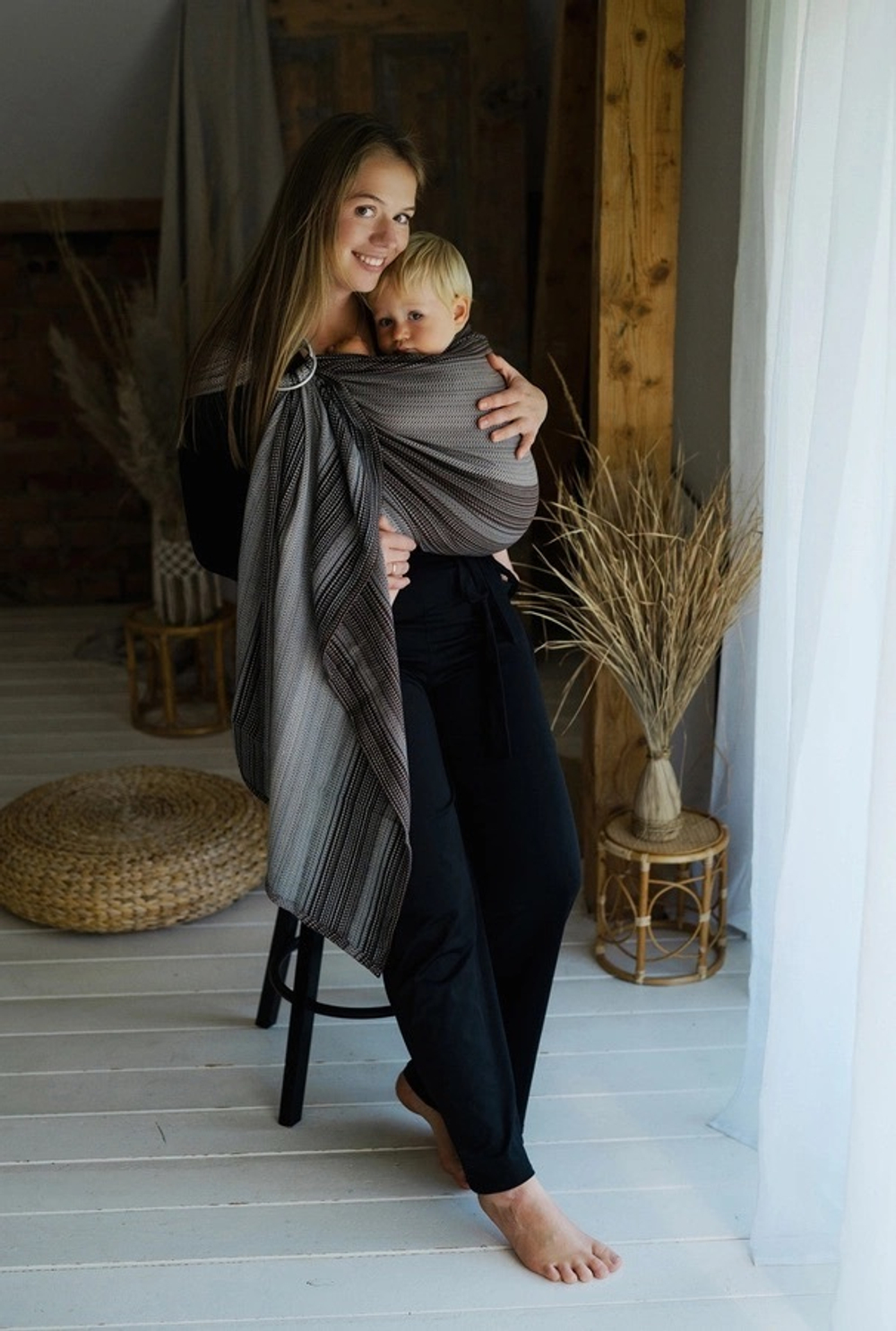 Слинг с кольцами «Херрингбон шоколадный»