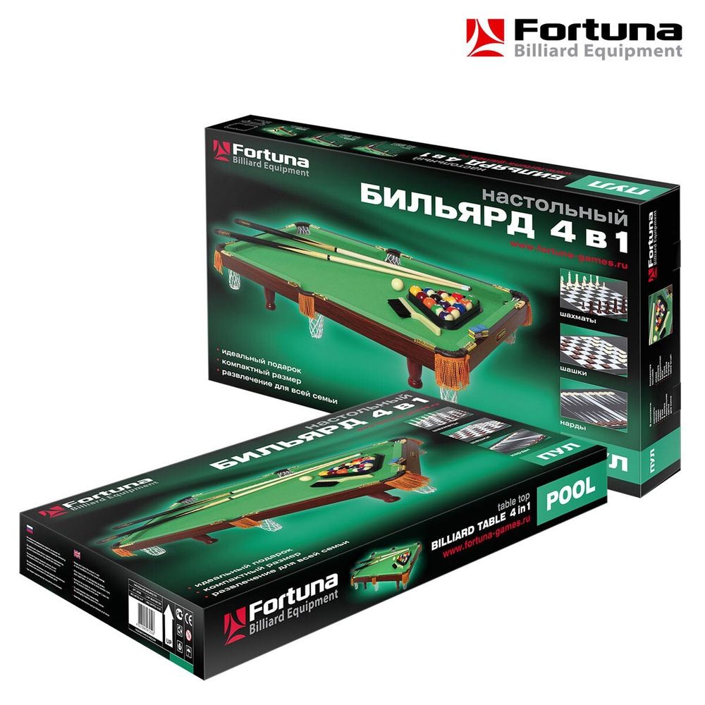 Бильярдный стол Fortuna Пул 3фт 4 в 1 с комплектом аксессуаров