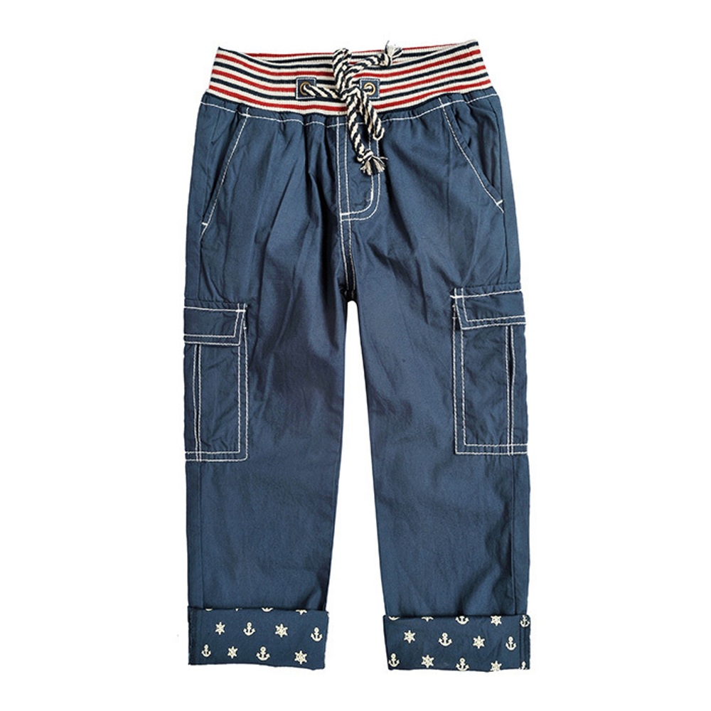 Брюки детские с принтами якорей и штурвалов на отворотах
