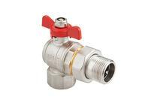 Кран шаровой латунный угловой MVI Ду25 Ру40 вн-американка, бабочка