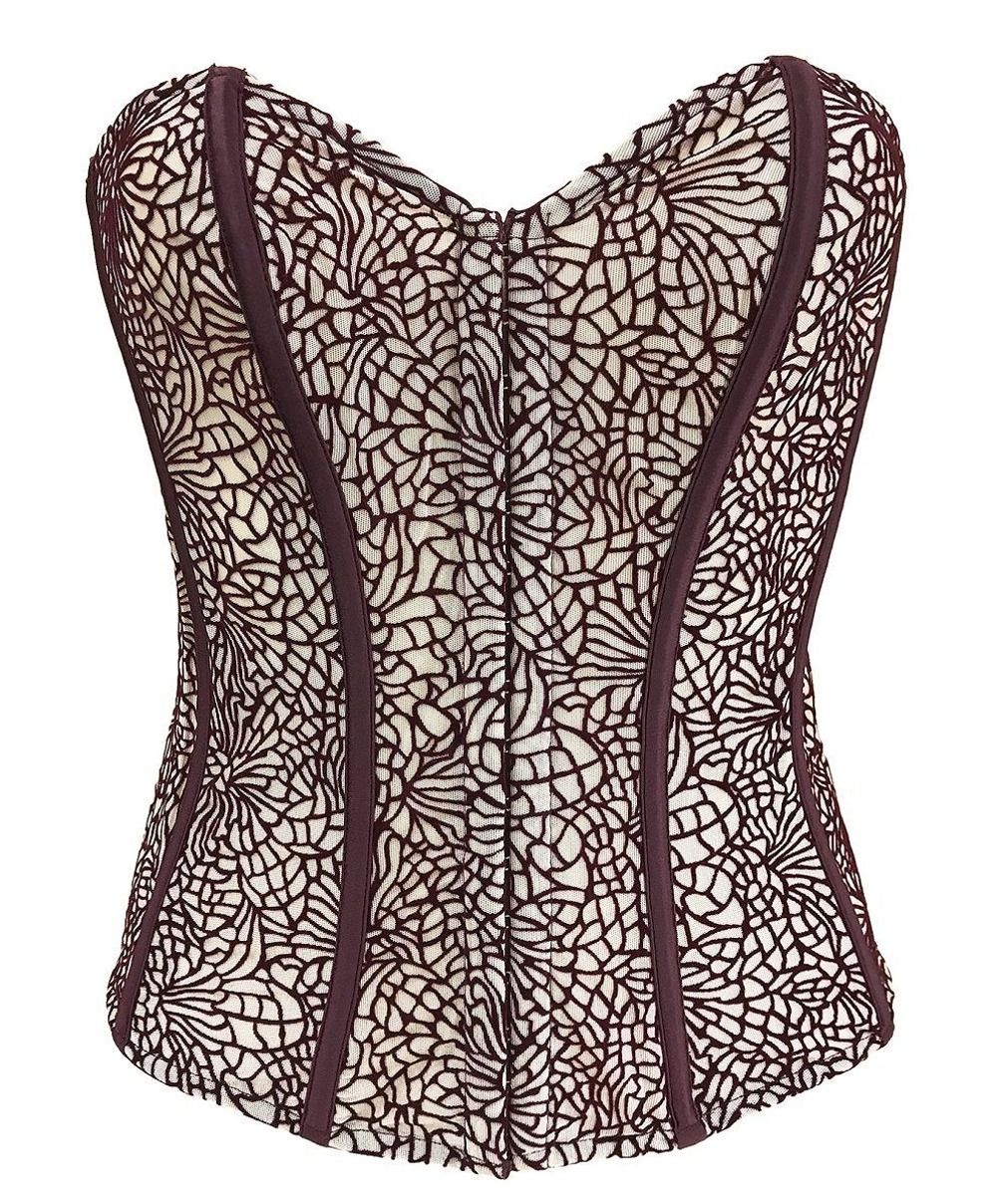 Сексуальный корсет из флокированной сетки (Размер: L) (Цвет: бордовый)