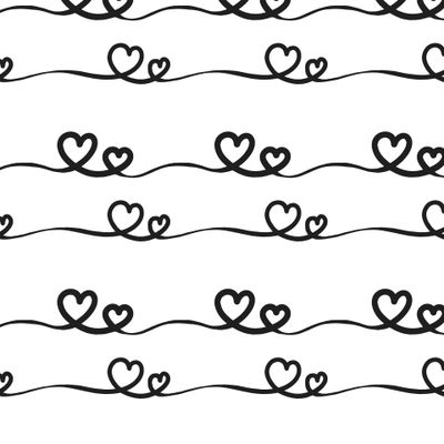 линии с сердечками черно-белые,полосочки,волнистый
