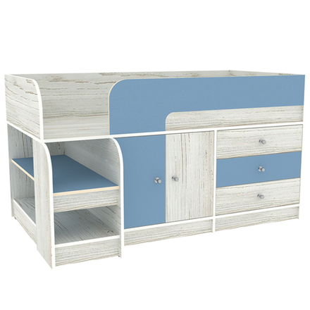 Кровать-чердак КарИВи Астра 9, 1 Винтерберг Светло-синий, голубой