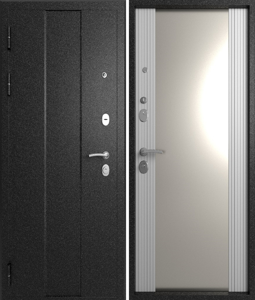 Входная дверь Эталон М-5 Чёрный букле - Белый снег