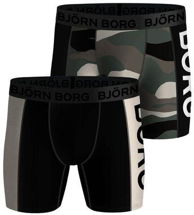Мужские спортивные боксеры Björn Borg Performance Boxer Panel 2P - black/print