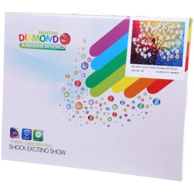 Алмазная мозаика на подрамнике с полным заполнением «МИР ЯРКИХ КРАСОК», дерево, 40*50см