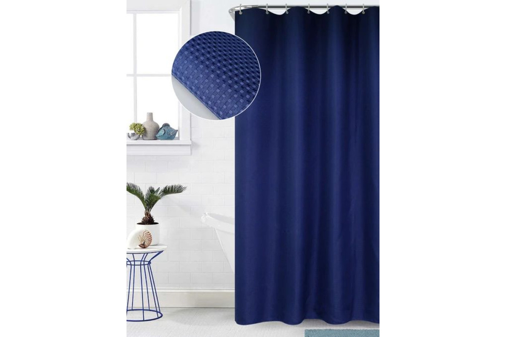 Штора для ванной Home One NEW Waffle, 180х180, полиэстер, темно-синий