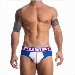 Мужские трусы брифы в сетку синие с белой вставкой PUMP! H389-9