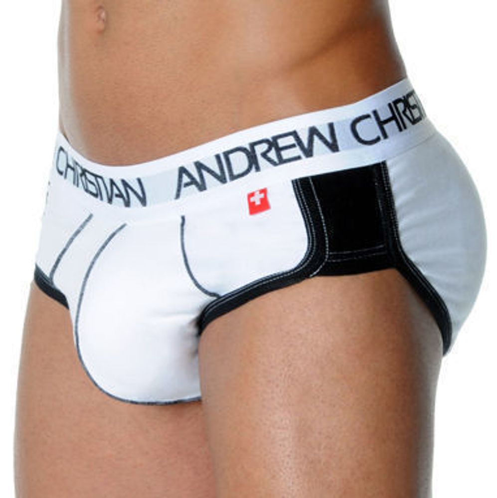 Мужские трусы брифы с задним пуш ап Andrew Christian Active Shape  White Brief AC54