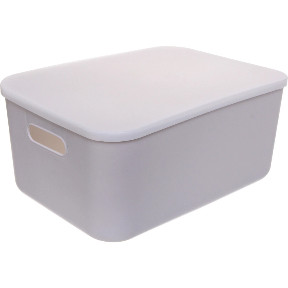 Корзина - органайзер с крышкой для хранения «БИСКОТТИ», цвет серый, 37*26,5*16,3см