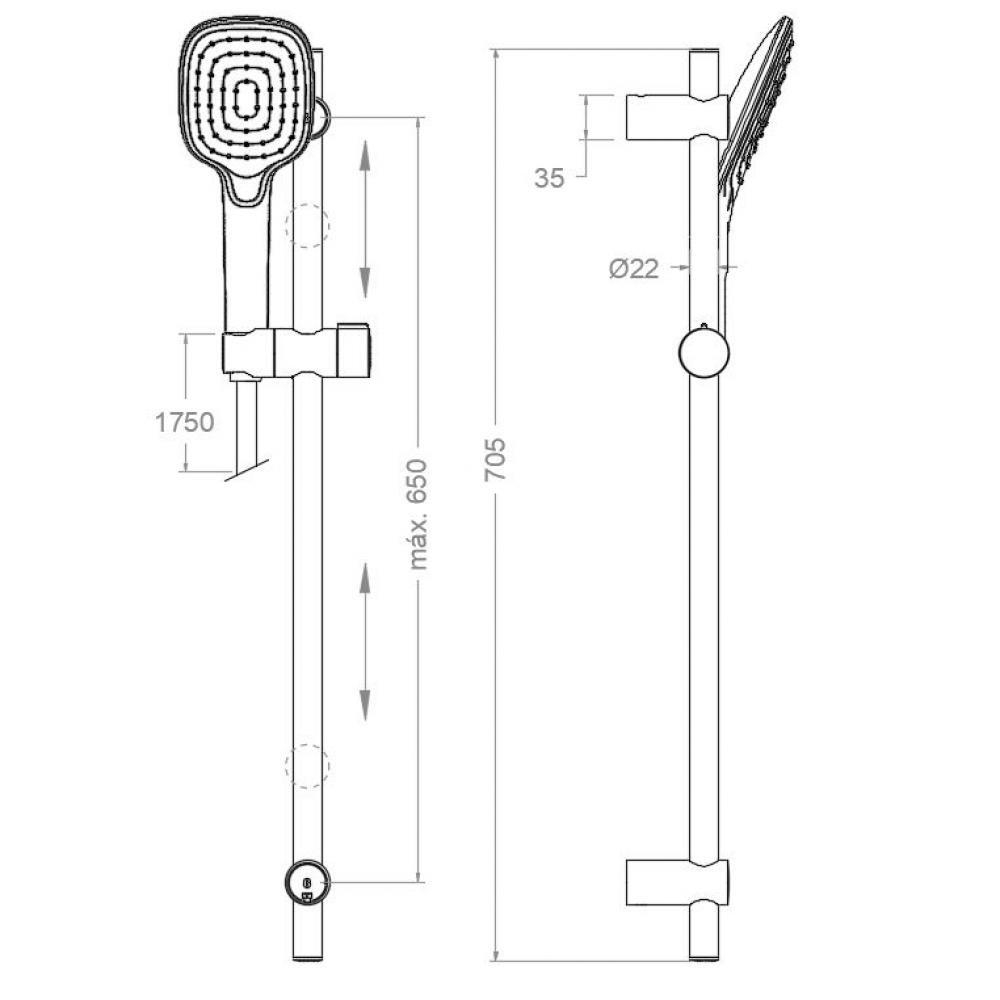 Душевая штанга с душевым комплектом Q3 медь 377303Q3CUC