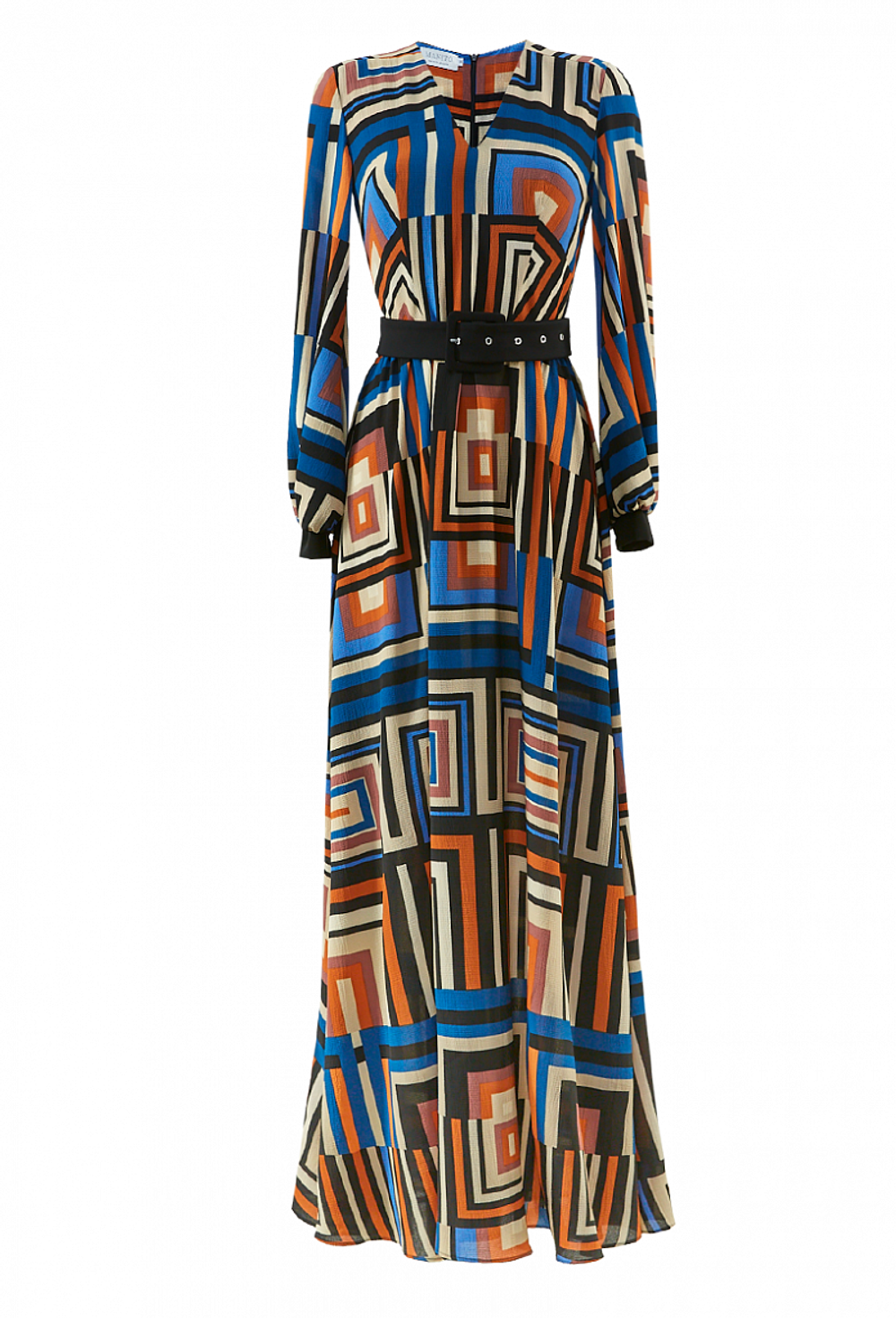 Креповое платье с длинной юбкой - трапеция мульти 14-01-20 SS