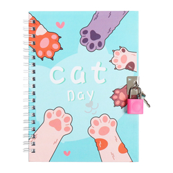 Записная книжка подарочная, 45 листов, линия, на замке, на гребне, Лапки (17,8х13см)   10549454