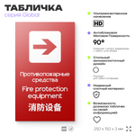 Табличка Звуковой оповещатель пожарной тревоги, на дверь и стену, информационная и мультиязычная (русский, английский, китайский), серия GLOBAL, 25х15 см, Айдентика Технолоджи