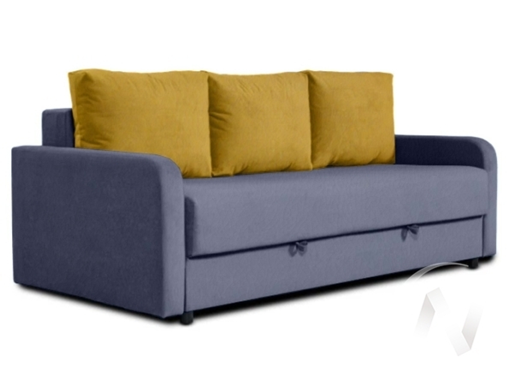 Диван прямой НЕО-1 (БД) подушки Frozen 10 (горчичный) посадка Frozen 06 (серо-синий)