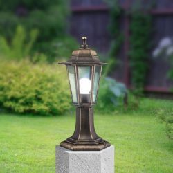 Садово-парковый светильник ЭРА НТУ 06-60-001 бронза 6 гранный напольный IP44 Е27 max60Вт | Садово-парковые светильники