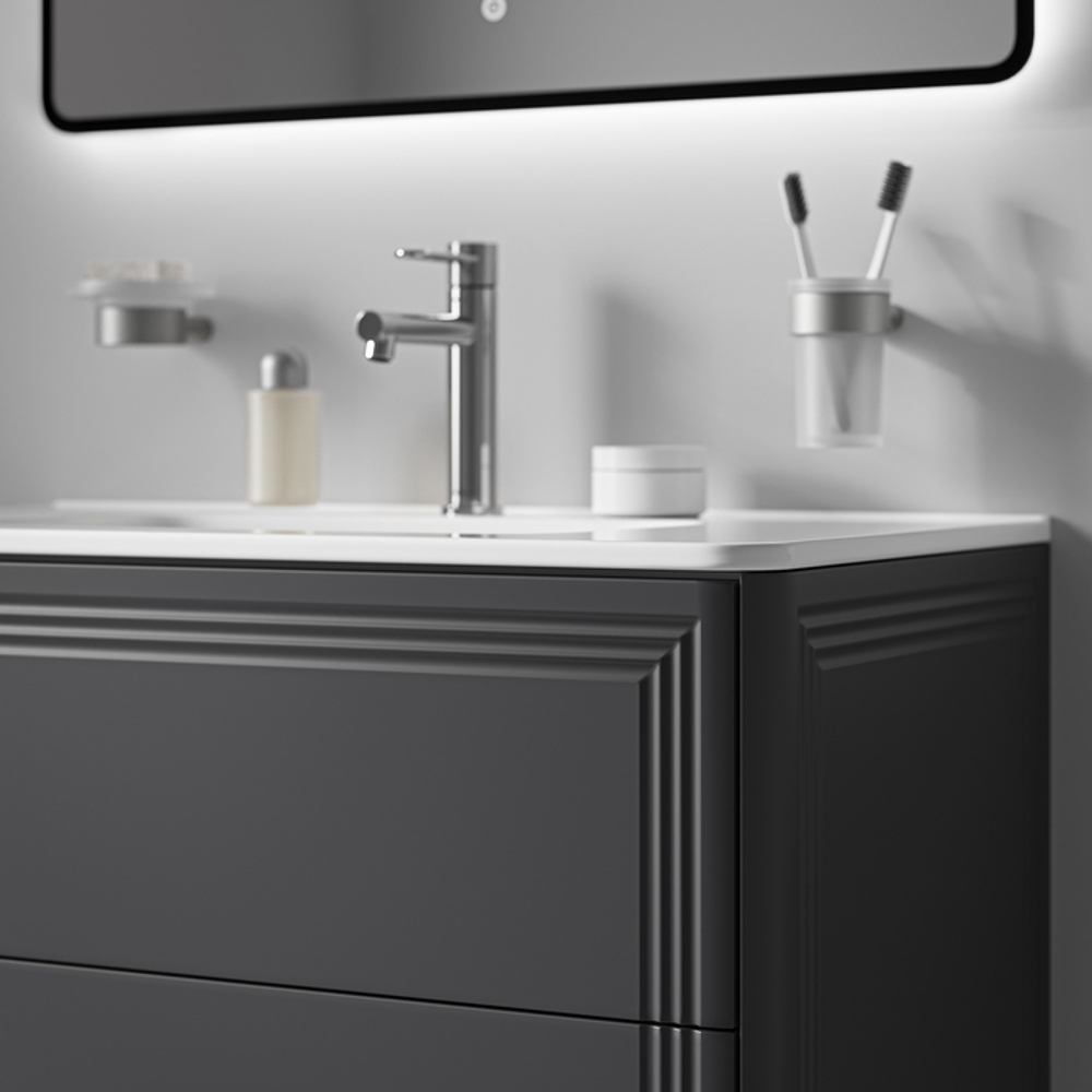 Тумба с умывальником IDDIS Oxford Neo, подвесная, 80 см, темно-серый, OXN80D0i95K