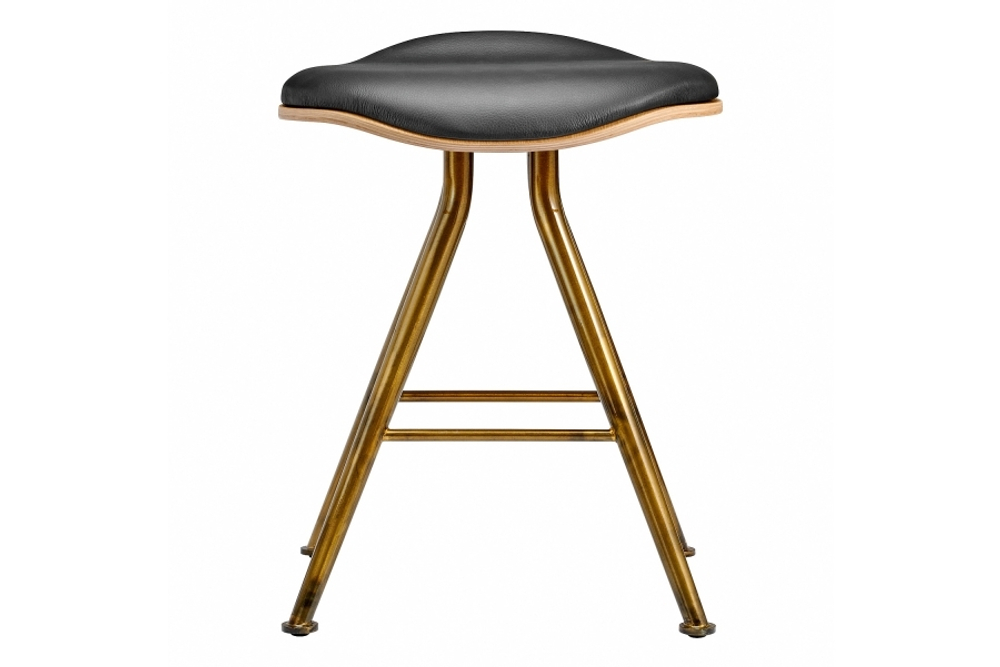 Табурет Barfly, латунь, кожа