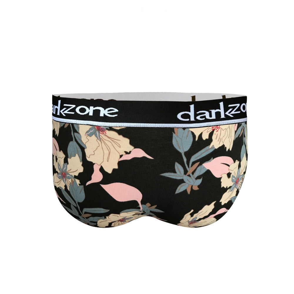 Черные трусы-брифы с цветочным принтом (Размер: XL) (Цвет: черный)