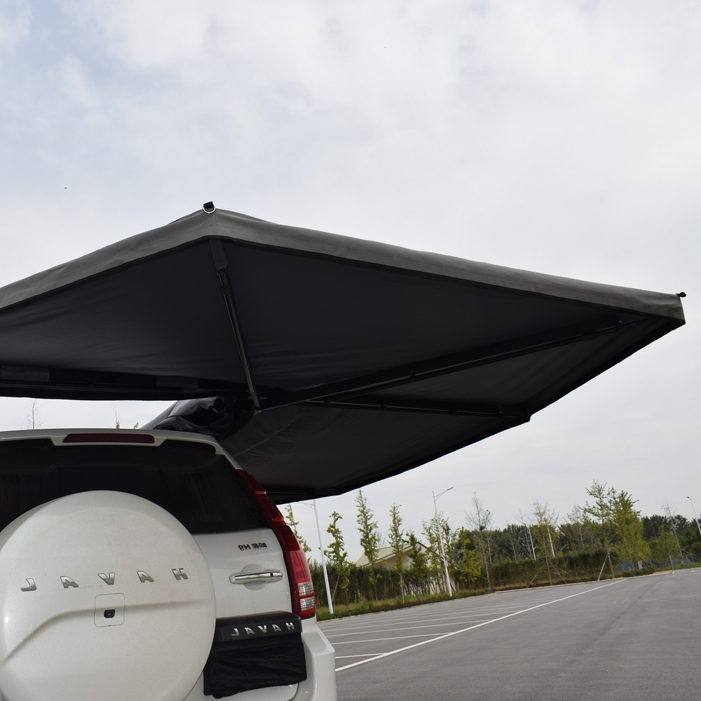 Маркиза автомобильная веерная, безопорная 2,3х2 м (правая), увеличенная, серая РИФ