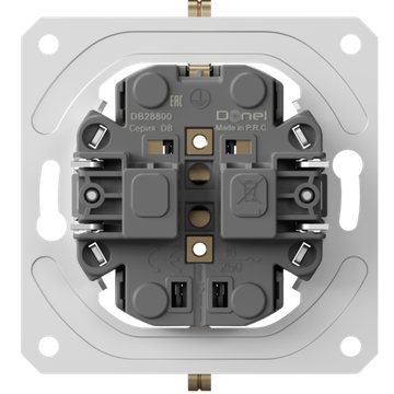 Механизм розетки двойной Schuko с заземлением 16А 250В~ на винтах,  серия DB