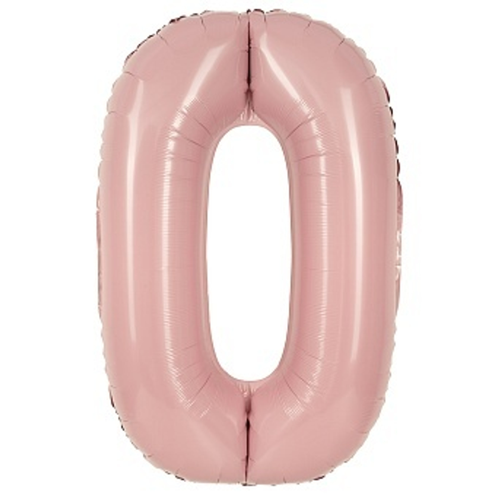 К 40" Цифра 0 Пыльная роза Сатин 100 см.