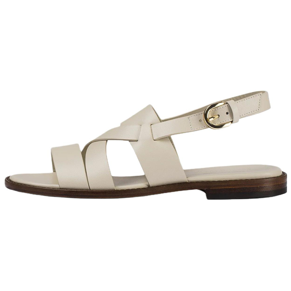 DOUCAL"S Chalk Leather One Strap Sandals Women"s White
