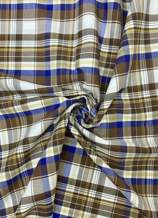 Коттон сорочка, принт клетка бел/син/коричн NBD060