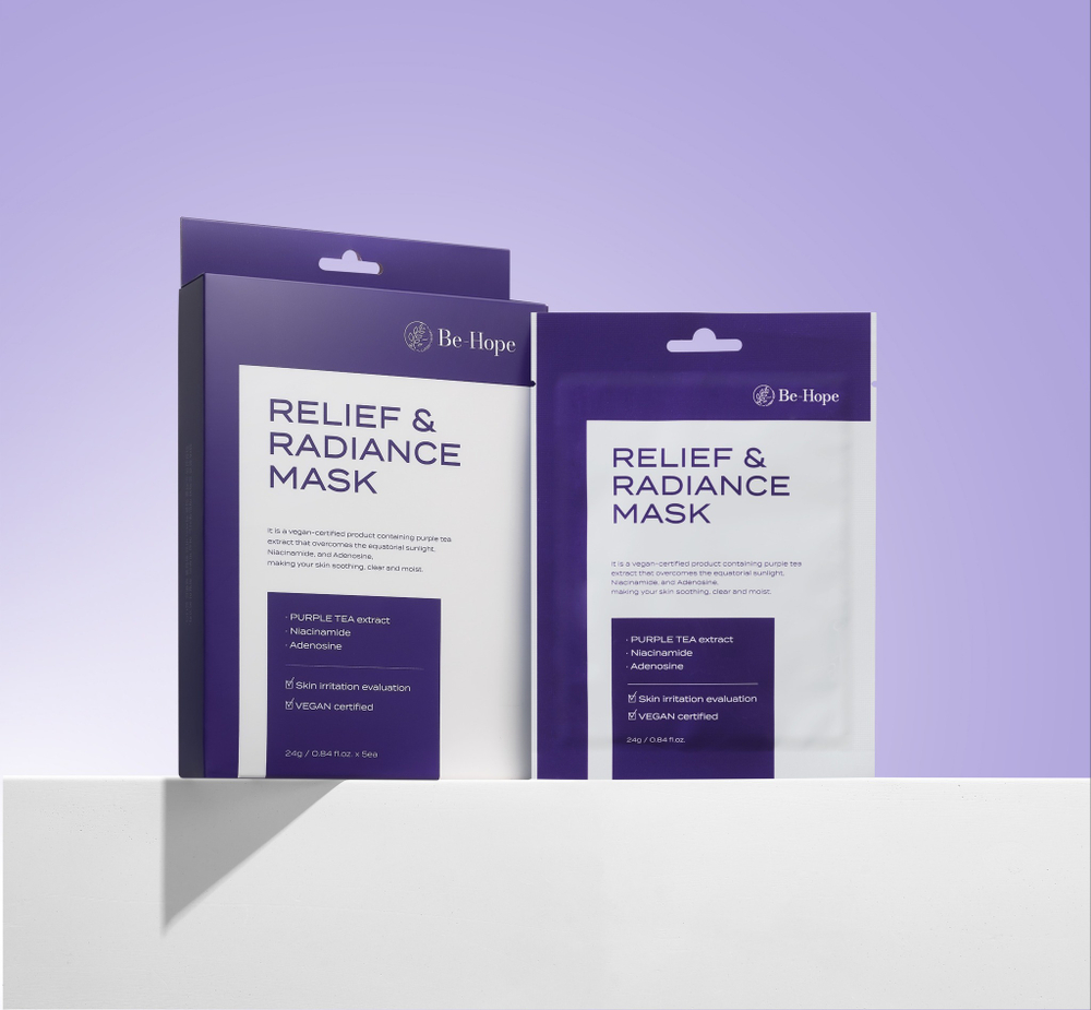 BE-HOPE Luxury VEGAN Relief Radiance Mask - Набор тканевых масок для сияния кожи (5 шт)