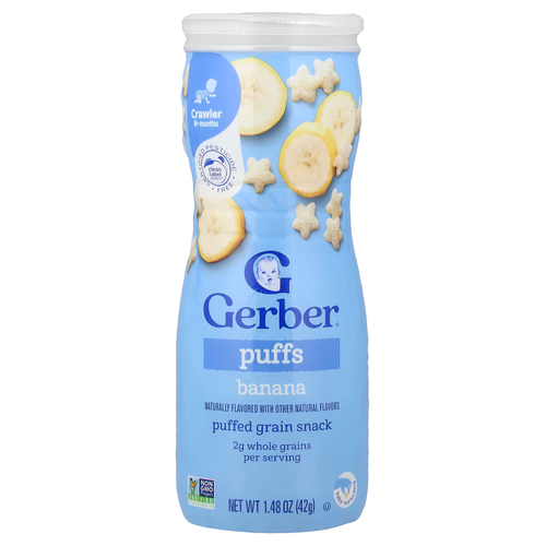 Gerber, Puffs, злаковый снек, для детей от 8 месяцев, банан, 42 г (1,48 унции)