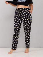 Пижама с брюками КБк-193П/черный-ромашки