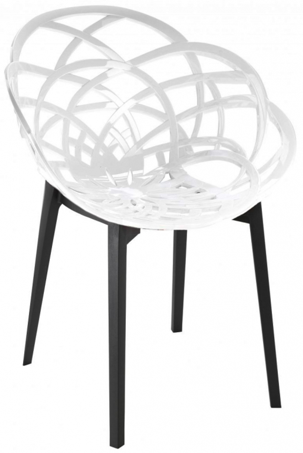 Кресло пластиковое Papatya Flora, черный, белый