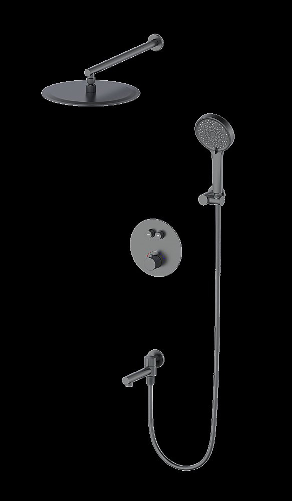 Душевая система с термостатом встраиваемая WONZON & WOGHAND STICK WW-88929010-BGM темный графит