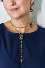 Колье-трансформер miss Di золото с темным бензиновым жемчугом Майорка