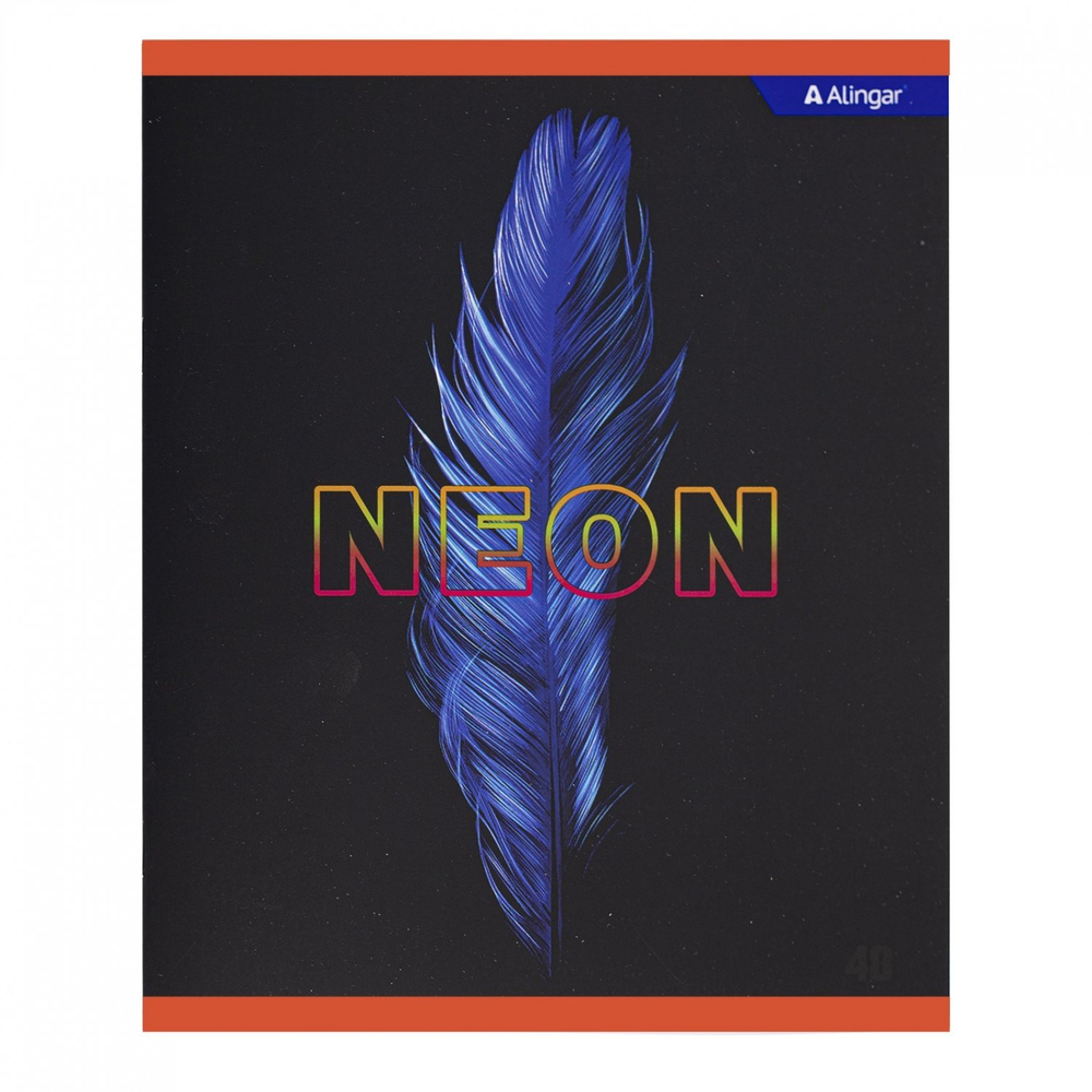 Тетрадь 48л., А5, клетка, Alingar "Пёрышко(NEON)", скрепка, мелованный картон (стандарт), soft touch, блок офсет, 4 дизайна в пленке т/у