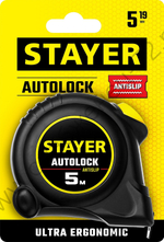 STAYER AutoLock, 5 м х 19 мм, рулетка с автостопом (2-34126-05-19)