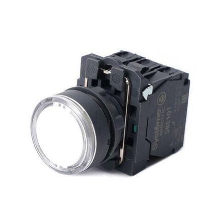 Кнопка модульная SB5 с подсветкой в сборе 22мм пластик 24ВDC 1НО+1НЗ бел. SE SB5AW31B5