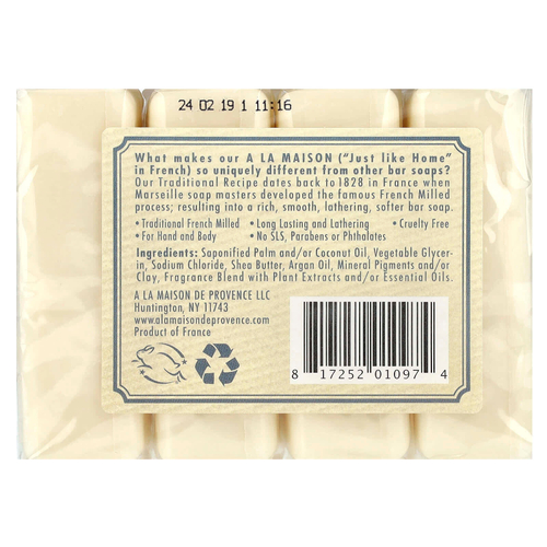 A La Maison de Provence, мыло для рук и тела, морская соль, 4 бруска по 100 г (3,5 унции) каждый