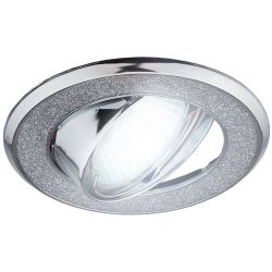 DK18 CH/SH SL Светильник ЭРА декор круглый со стеклянной крошкой MR16,12V/220V, 50W, хром/серебря | Декоративные встраиваемые светильники