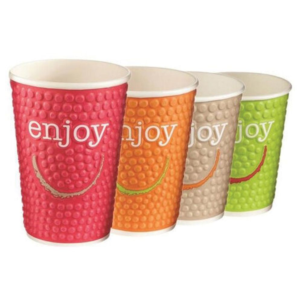 Одноразовые стаканы 400 мл, КОМПЛЕКТ 25 шт., бумажный двухслойный, "Impresso Enjoy", холодное/горячее, HUHTAMAKI, 771B1600-1413