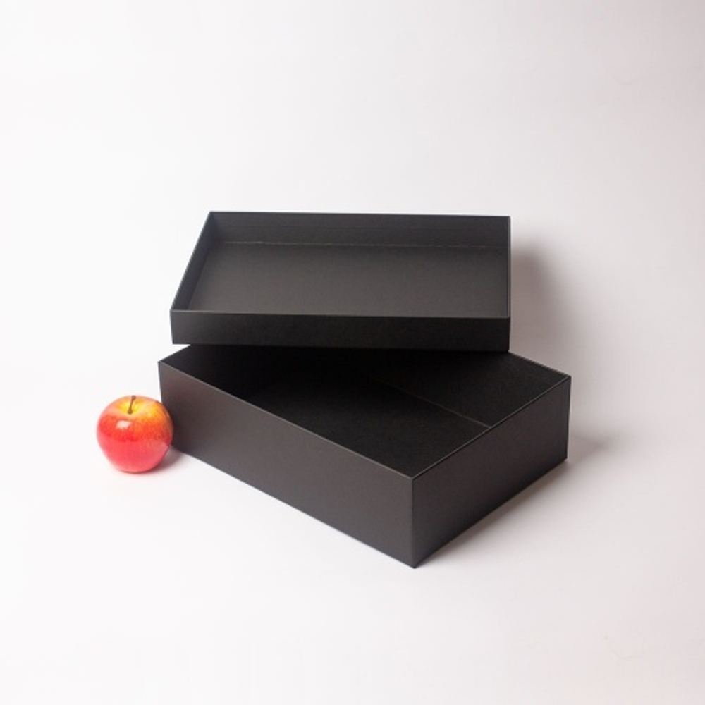 Коробка крышка-дно 35х10х25, чёрный, дизайнерская бумага