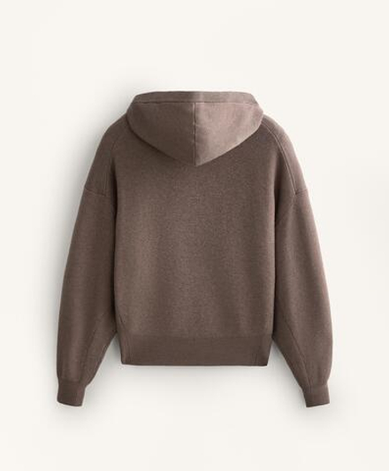 Oysho Вязаная куртка с капюшоном, серо-коричневый