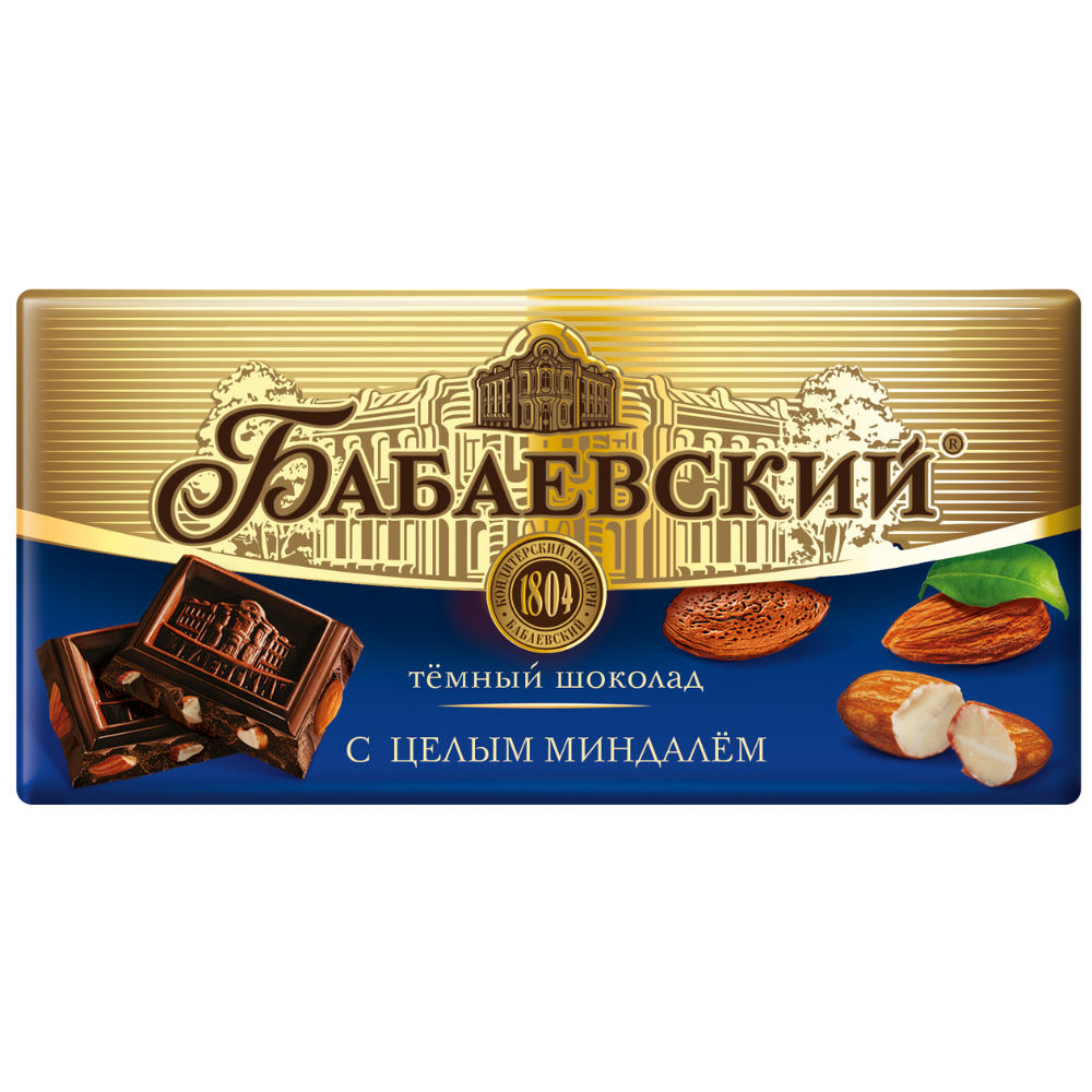Шоколад темный Бабаевский с цельным миндалем  200 гр