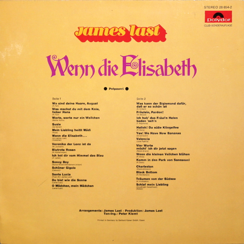 James Last / Wenn Die Elisabeth (LP)