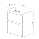 Тумба под раковину Lemark COMBI 60 см подвесная/напольная, 2 ящика, цвет фасада: Бетон, цвет корпуса: белый глянец