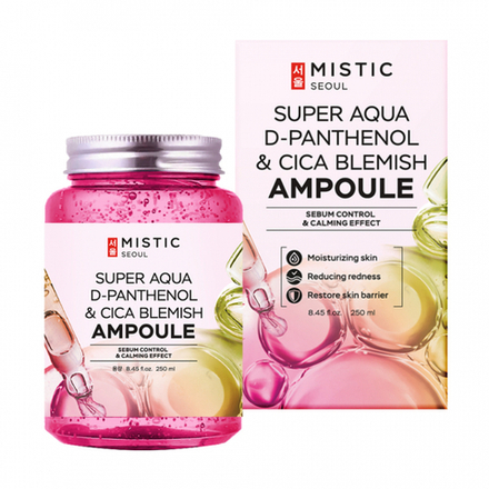 MISTIC SUPER AQUA D-PANTENOL & CICA BLEMISH AMPOULE Успокаивающая сыворотка c центеллой и пантенолом против несовершенств кожи 250мл